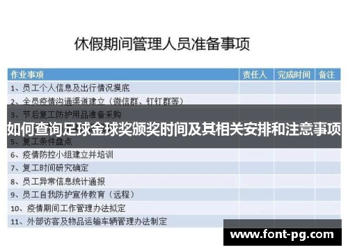 如何查询足球金球奖颁奖时间及其相关安排和注意事项